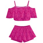 Pink Pattern, Abstract, Background, Bright Kids  Off Shoulder Skirt Bikini