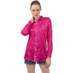 Pink Pattern, Abstract, Background, Bright Long Sleeve Satin Shirt