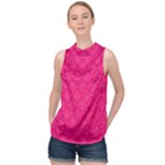 Pink Pattern, Abstract, Background, Bright High Neck Satin Top