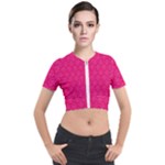 Pink Pattern, Abstract, Background, Bright Short Sleeve Cropped Jacket