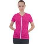 Pink Pattern, Abstract, Background, Bright Short Sleeve Zip Up Jacket