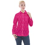 Pink Pattern, Abstract, Background, Bright Women s Long Sleeve Pocket Shirt