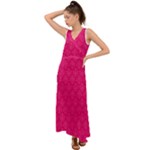 Pink Pattern, Abstract, Background, Bright V-Neck Chiffon Maxi Dress
