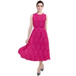 Pink Pattern, Abstract, Background, Bright Round Neck Boho Dress