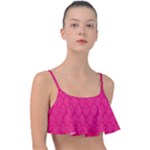 Pink Pattern, Abstract, Background, Bright Frill Bikini Top