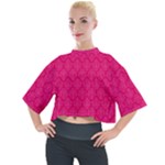 Pink Pattern, Abstract, Background, Bright Mock Neck T-Shirt