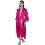Pink Pattern, Abstract, Background, Bright Maxi Satin Kimono
