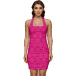 Pink Pattern, Abstract, Background, Bright Sleeveless Wide Square Neckline Ruched Bodycon Dress