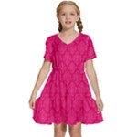 Pink Pattern, Abstract, Background, Bright Kids  Short Sleeve Tiered Mini Dress