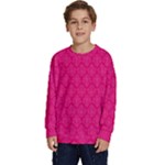 Pink Pattern, Abstract, Background, Bright Kids  Crewneck Sweatshirt