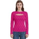 Pink Pattern, Abstract, Background, Bright Women s Cut Out Long Sleeve T-Shirt