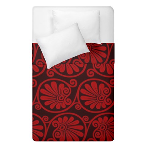 Red Floral Pattern Floral Greek Ornaments Duvet Cover Double Side (Single Size) from ZippyPress