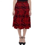 Red Floral Pattern Floral Greek Ornaments Classic Midi Skirt