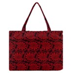 Red Floral Pattern Floral Greek Ornaments Zipper Medium Tote Bag