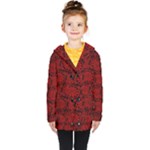 Red Floral Pattern Floral Greek Ornaments Kids  Double Breasted Button Coat