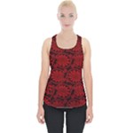 Red Floral Pattern Floral Greek Ornaments Piece Up Tank Top