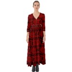 Red Floral Pattern Floral Greek Ornaments Button Up Boho Maxi Dress