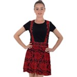 Red Floral Pattern Floral Greek Ornaments Velvet Suspender Skater Skirt