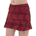 Red Floral Pattern Floral Greek Ornaments Classic Tennis Skirt