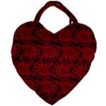Red Floral Pattern Floral Greek Ornaments Giant Heart Shaped Tote