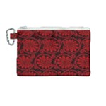Red Floral Pattern Floral Greek Ornaments Canvas Cosmetic Bag (Medium)