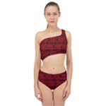 Red Floral Pattern Floral Greek Ornaments Spliced Up Two Piece Swimsuit