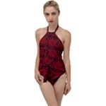 Red Floral Pattern Floral Greek Ornaments Go with the Flow One Piece Swimsuit