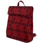 Red Floral Pattern Floral Greek Ornaments Flap Top Backpack