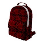 Red Floral Pattern Floral Greek Ornaments Flap Pocket Backpack (Large)