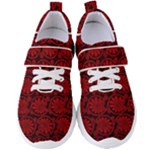 Red Floral Pattern Floral Greek Ornaments Women s Velcro Strap Shoes