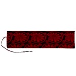 Red Floral Pattern Floral Greek Ornaments Roll Up Canvas Pencil Holder (L)
