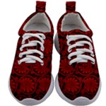 Red Floral Pattern Floral Greek Ornaments Kids Athletic Shoes