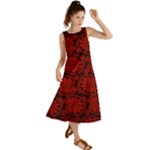 Red Floral Pattern Floral Greek Ornaments Summer Maxi Dress