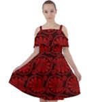 Red Floral Pattern Floral Greek Ornaments Cut Out Shoulders Chiffon Dress
