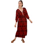 Red Floral Pattern Floral Greek Ornaments Grecian Style  Maxi Dress