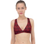 Red Floral Pattern Floral Greek Ornaments Classic Banded Bikini Top