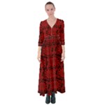 Red Floral Pattern Floral Greek Ornaments Button Up Maxi Dress