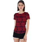 Red Floral Pattern Floral Greek Ornaments Back Cut Out Sport T-Shirt