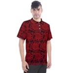 Red Floral Pattern Floral Greek Ornaments Men s Polo T-Shirt