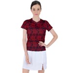 Red Floral Pattern Floral Greek Ornaments Women s Sports Top