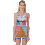 Texture With Triangles One Piece Boyleg Swimsuit
