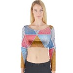 Texture With Triangles Long Sleeve Crop Top