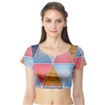 Texture With Triangles Short Sleeve Crop Top