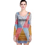 Texture With Triangles Long Sleeve Bodycon Dress