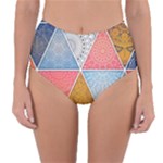 Texture With Triangles Reversible High-Waist Bikini Bottoms