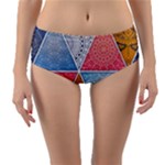 Texture With Triangles Reversible Mid-Waist Bikini Bottoms