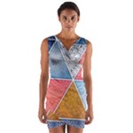 Texture With Triangles Wrap Front Bodycon Dress