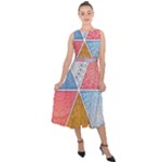 Texture With Triangles Midi Tie-Back Chiffon Dress