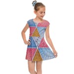 Texture With Triangles Kids  Cap Sleeve Dress