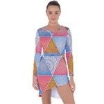 Texture With Triangles Asymmetric Cut-Out Shift Dress